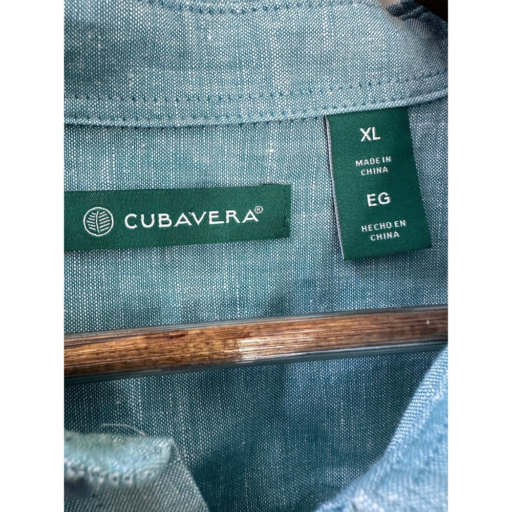 Cubavera Linen Cotton Blend Horizontal Pintcuk Button Short Sleeve Shirt Mens XL - Picture 8 of 12
